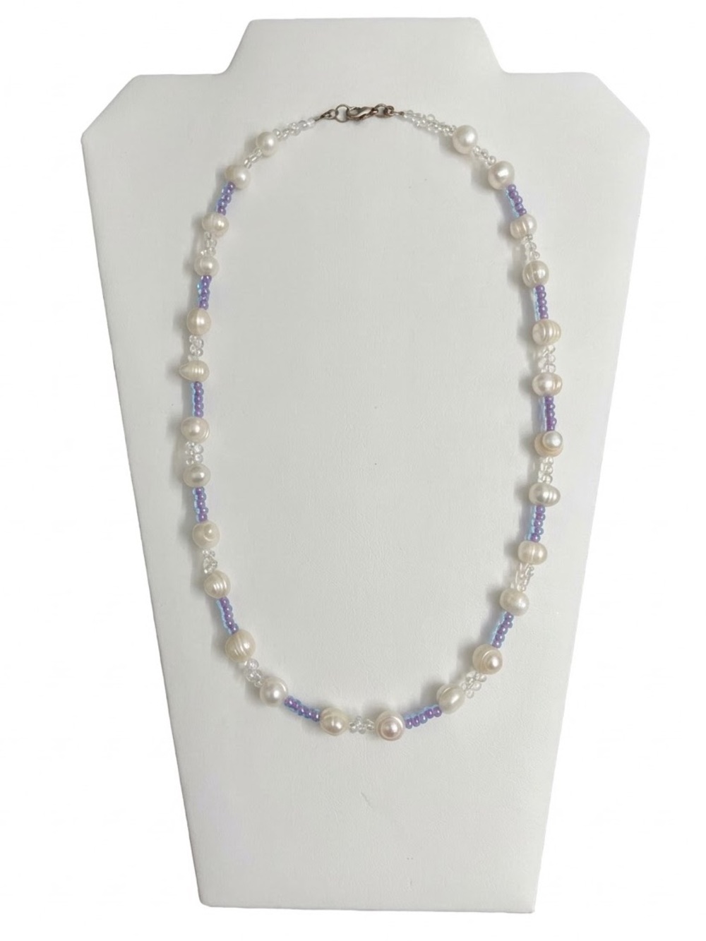 22” Baroque Cultured Freshwater Pearl & Glass Bead Necklace Artisan Handcrafted